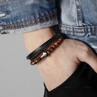 Men 3layer Tiger Eye Braided Leather Bracelet Stainless Steel Christian Bangle