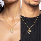14k Solid Two Tone Gold Large Mermaid Pendant Necklace 27 5mm 1 1 Inch Diamond