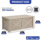 120 Gallon Outdoor Brown Deck Box Large Storage Plastic Container Waterproof