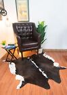New Cowhide Rug Tricolor Cow Skin 5x5 Ft Real Animal Hide Hair On Cow Leather