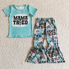 Toddler Baby Girls Boutique Outfit Fashion Wild Babe Bell Bottom Pants Set