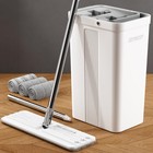 Joymoop Mop   Bucket With Wringer Set For Floor Cleaning  White Flat Squeeze