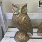 Two Vintage Heavy Gold Tone Brass Tone Barn Owl Bookends Mcm Style Shelf Sitter