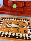 Beautiful Vintage Navajo Yie Rug Native American 47 X 33 Home Spun Wool As Is