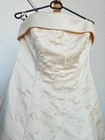Vintage Ivory Off Shoulder Embroidered Wedding Gown Size 14 A Line Bridal Dress