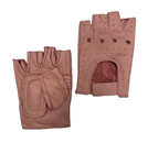 Ladies Pink Leather Fingerless Gloves