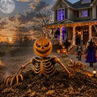 3 Ft  Halloween Pumpkin Groundbreaker Skeleton Giant Scary Outdoor Yard D  cor