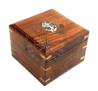 Vintage Brass Marine Gimbal Compass Boxed Wood Stanley London Ship Boat Compass