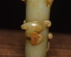 Chinese White Jade Hand Carved Auspicious Dragon Pillar Carving Traditional