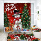 Lqcool 4pcs Snowman Shower Curtain Set With Rugs Christmas Bathroom Decor