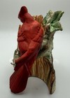 Vintage Ceramic Red Cardinal Bird Figurine On Tree
