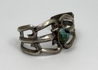 Vintage Men   s Tufa Cast Sawtooth Turquoise Bracelet 