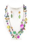 Colorful New Double Strand Shell Necklace   Earring Set  n2232