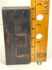 Antique 1800s Wood Letterpress Type Capital E 6    Large Printer Block Ink Patina