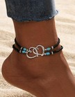 Ankle Bracelet Stretchy Beach Vacation Foot Jewelry Silver Hearts Free Shipping