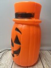Vintage Bayshore Halloween Pumpkin Top Hat Lighted Blow Mold Light Works