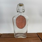 Vintage Glass Flask Swing Top Amber Label Embossed Grapes Woman