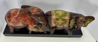 Vtg Large 21 5  Hand-carved Wood Elephant Family Statue-artisan Trio Sculpture