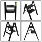 2 Step Ladder Folding Step Stool W wide Anti-slip Pedal Aluminum Black