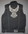 Harley-davidson Vest Mens Medium Black Denim Eagle Back Patch Biker Motorcycle