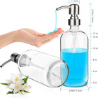 Glass Soap Dispenser - Clear Dish For Kitchen  Refillable Liquid Hand Wi