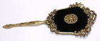 Vintage Ornate Gold Tone Vanity Hand Mirror Velvet Back Large Floral 15 