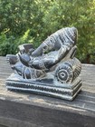 Vintage Hand Carved Soapstone Hindu Deity Ganesha Reclining Reading A Book  L 3   