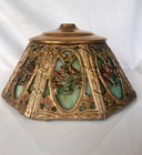 Antique-art Deco Slag Glass Lamp Shade- 8 Panel Polychrome Slag Glass Lamp Shade