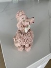Vintage Relco  Pink Spaghetti French Poodle Porcelain Figurine W  Rhinestones