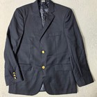 Vineyard Vines Blazer Boys 16 Navy Blue Worsted Wool Gold Crest Buttons 3j49100