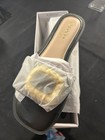 Rocus Women s Black gold Buckle Slide Sandals Synthetic Slip On  Size 8 5