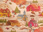 Vtg Christmas 1960 Store Wrapping Paper Farm Scene Church Covered Bridge 2 Yards