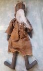  Primitive Folk Art  Christmas Santa Claus Cloth Rag Doll Handmade 24  Grunge