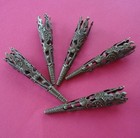 20-antiqued Bronze Filigree Long Cone Bead Cap- 41x8mm 