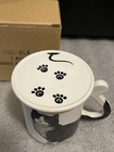 Figural Cat Coffee Mug With Coaster   Lid Tail Handle Vintage Japan  Black