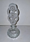 Mcm Vintage Tall Triple Circle Pressed Glass Perfume Bottle   Stopper Art Deco