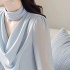 Women s Shirts Blouse 2025 Spring summer Chiffon V-neck Top Office Shirt