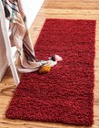 Unique Loom Solid Shag Collection Area Rug  2  7  X 10  Runner  Cherry Red 