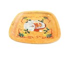 Vintage Christmas Metal Serving Tray Mid Century Modern Santa Hong Kong Made