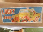  lucky  Jeep Tin - Friction Jeep Toy Vintage With Original Box - Tn Japan Tin