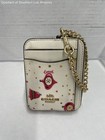 Coach Zip Card Case In Holiday Ornament Print Off White Pink Leather Gold Coa