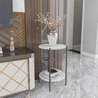 White Marble Side End Table Small Coffee Table Bedside Nightstand Metal Frame Us