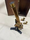 Antique Rare Vintage Bausch   Lomb Long Tube Brass Microscope Box 1 6 1 2 Lens