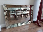 Large Vintage Antique 1950s Venetian Art Deco Wall Mirror 46 5  Wide 32 5  Tall