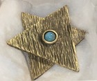 Yaacov Agam Signed  79 Kinetic Star Of David Pin Pendant Gold Tone Turquoise
