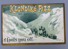 C 1900 Klondike Fizz Soda Advertising Sign Dog Sled In Snow Covered Pass Antique