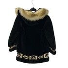 Vintage David Green Alaska Anchorage Hooded Parka Coat Women S Black Furtrim Zip