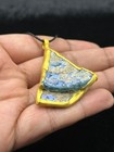 Ancient Rare Beautiful Patina Roman Glass Pendant With Gold Gilded Frame
