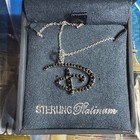 Disney Parks Exclusive Crislu Black Rhinestone D Necklace Sterling Platinum