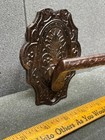 Vintage Eastlake T Handle Steel Doorbell Ringer Escutcheon Trimmed